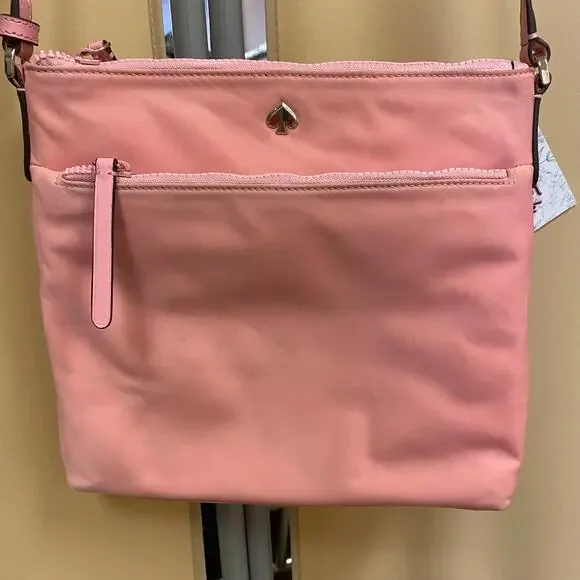 KATE SPADE Jae Flat Nylon Crossbody Bag Pink Leather Strap Exterior Marks - Picture 2 of 12